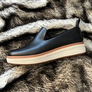 Clarks Teadale Genna Black Leather Slip Ons